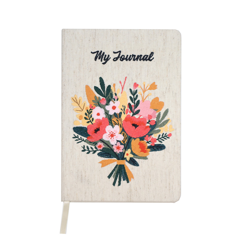 Embroidered Cloth Note Books Logo Printing Linen Notebook Customization for Students 