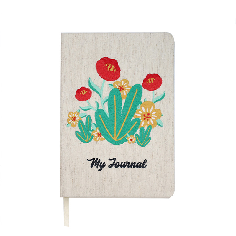Embroidered Cloth Note Books Logo Printing Linen Notebook Customization for Students 