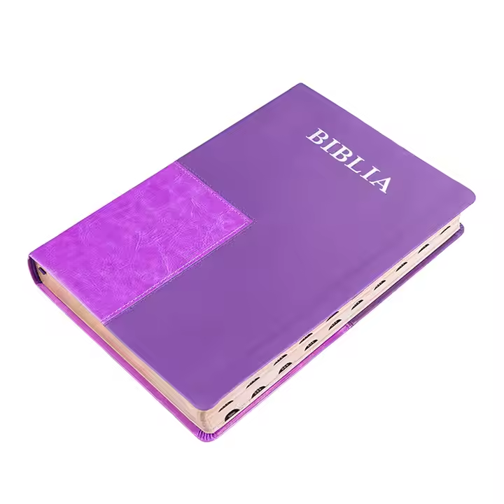 Customized Embossing Logo Large Size Soft PU Leather Cover Sewing Binding Silk Ribbon Holy Bible